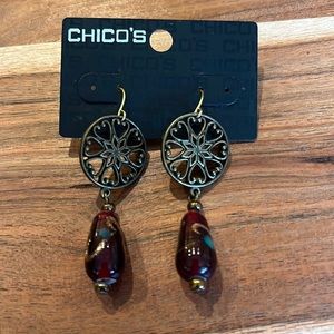 Chico's Almrah Bronze Mandala Beaded Drop Earrings